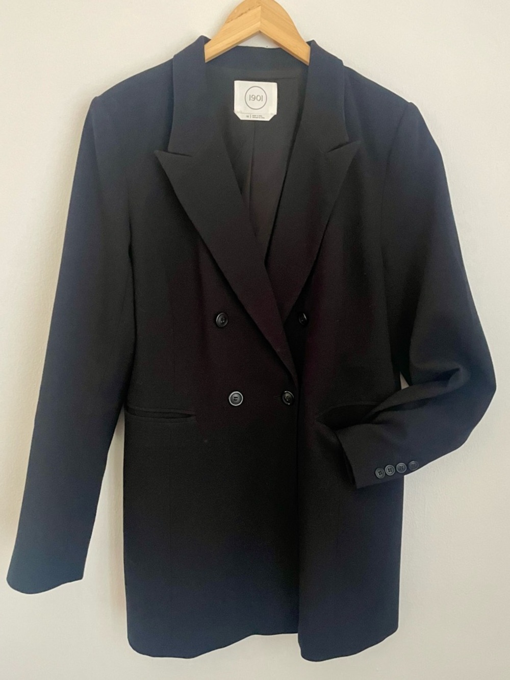 1901 double breasted textured crepe blazer XL